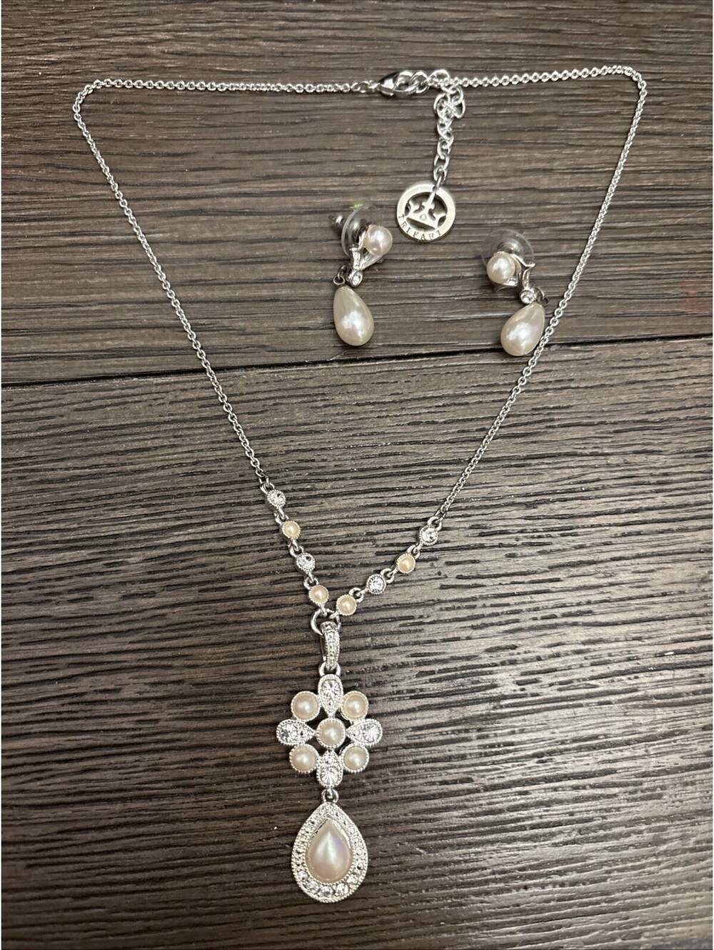 Beautiful Vintage Y Trifari Faux Pearl And Rhinestone Necklace Napier Earrings